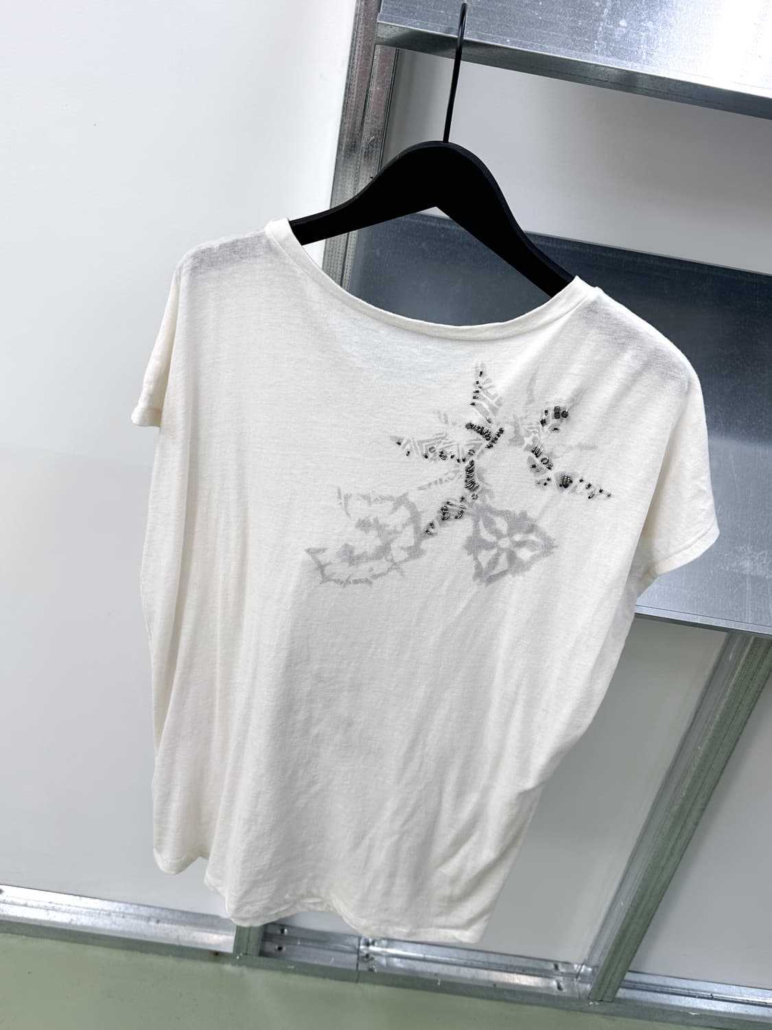 grunge printed beads pocket long t shirt 상품이미지4