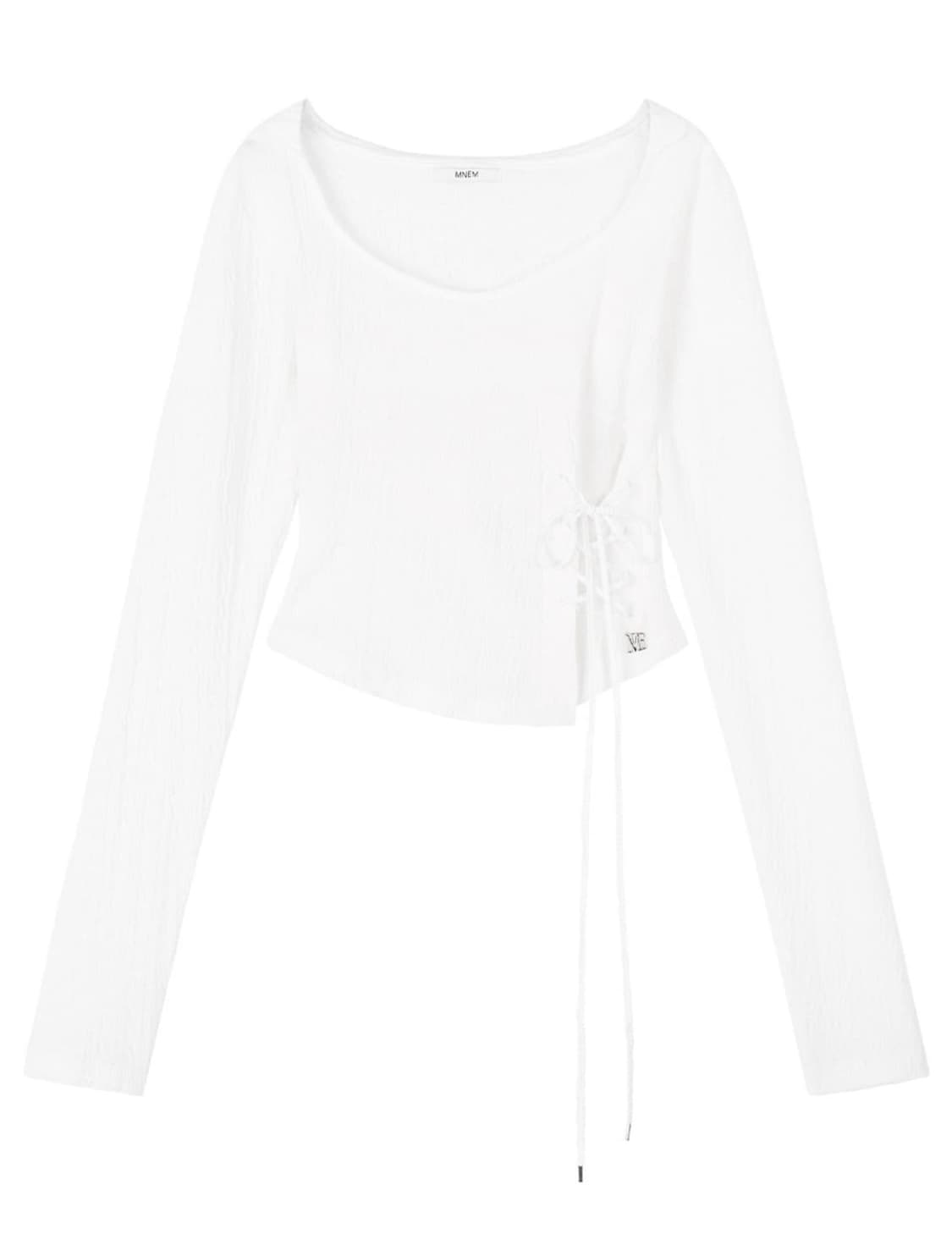 mnem Diamond Neck Corset Hoodie (white) 상품이미지2