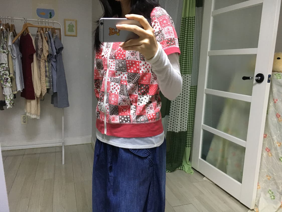 핑크-브라운 패치 후드 집업 상품이미지8