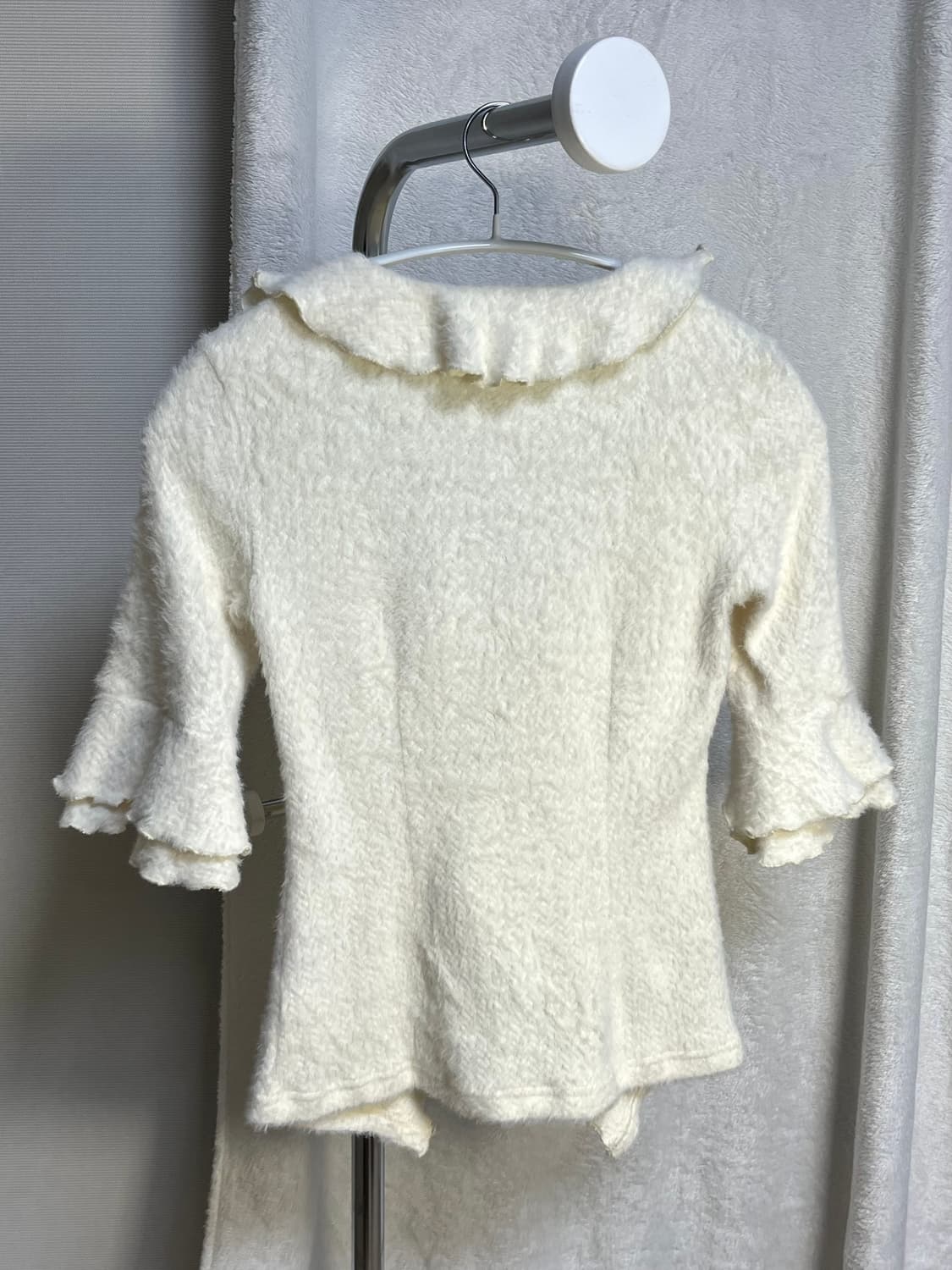 빈티지 로즈 진주 디테일 슬림 퍼 가디건 상품이미지7