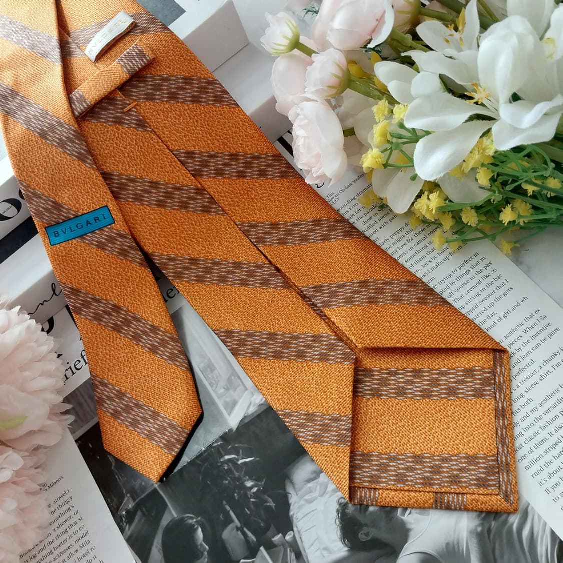 불가리 실크 세븐폴드 스트라이프 넥타이 9.8cm A+등급  K1263
 상품이미지3