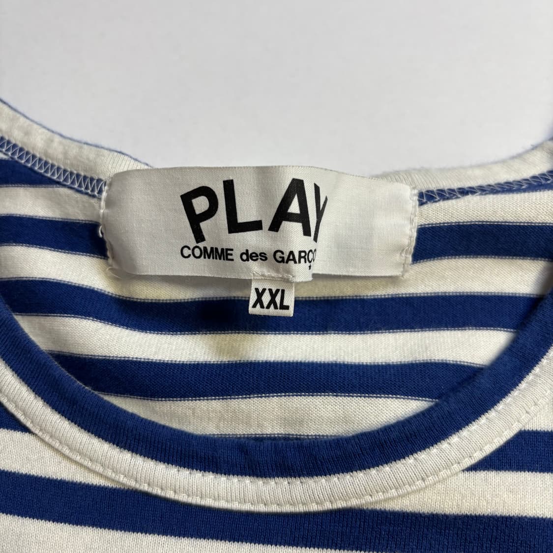 플레이 꼼데가르송 스트라이프 롱슬리브 블루 화이트 2XL 상품이미지3