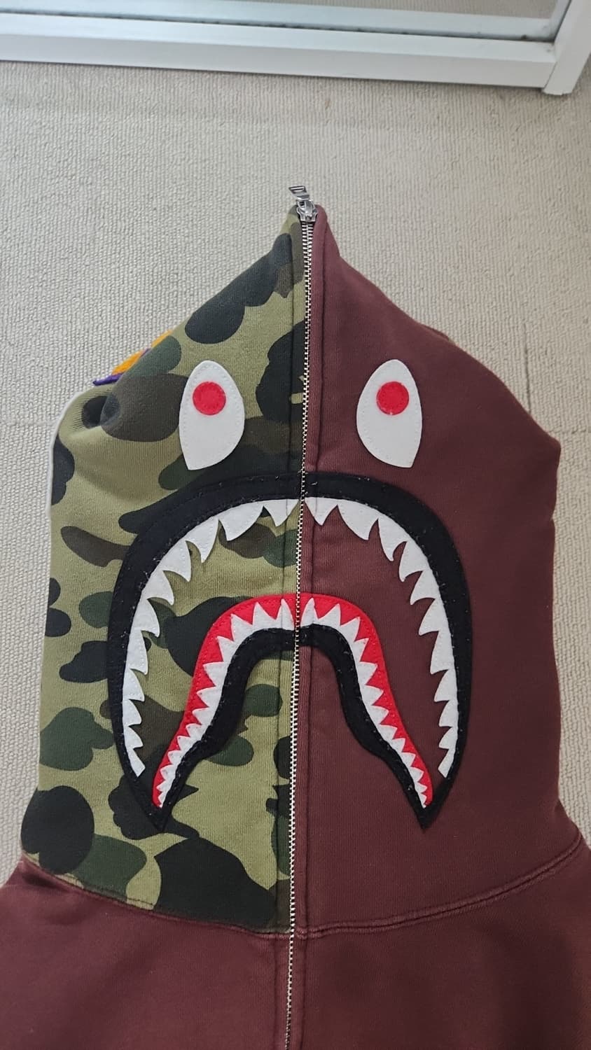 베이프 반카모 샤크 후드집업 버건디 L 상품이미지1