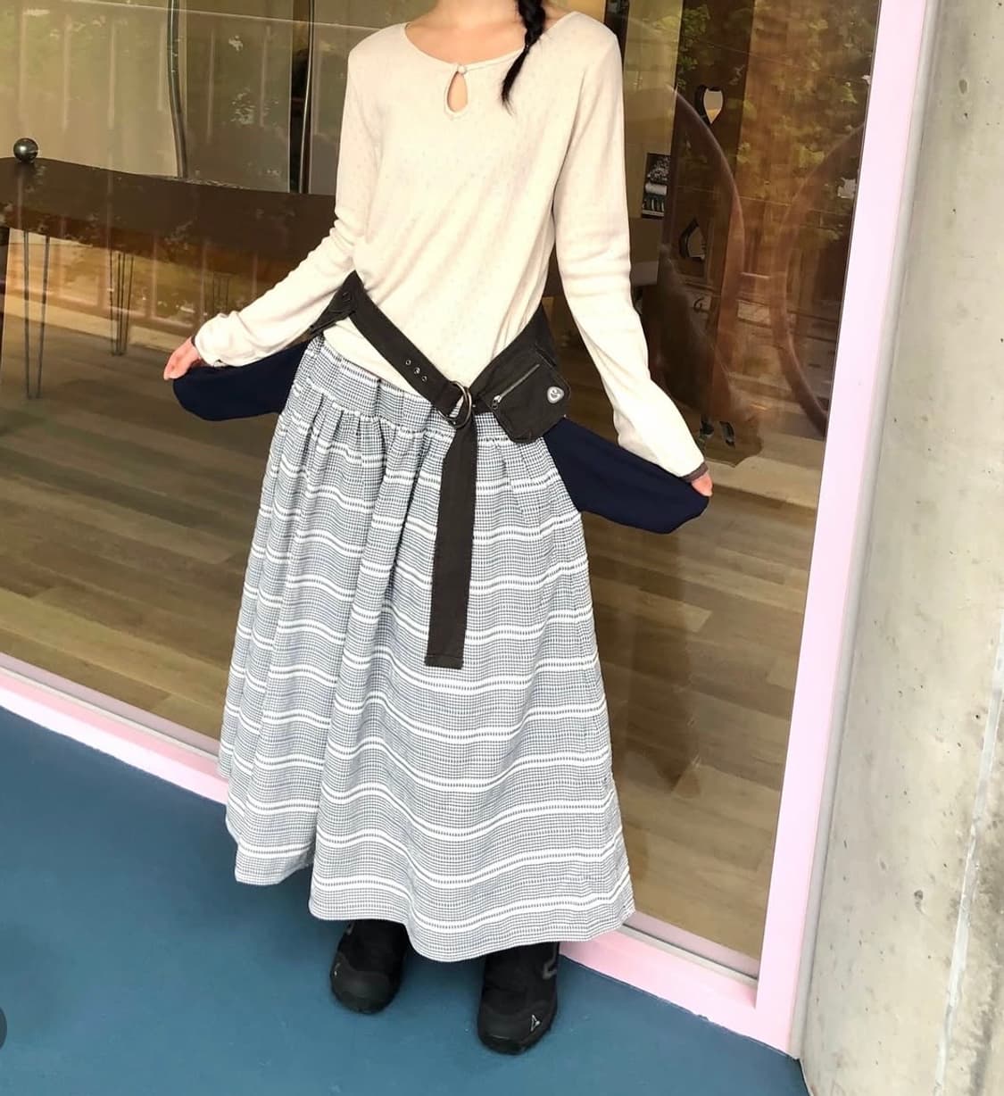 코이세이오 스트링 와이드 롱 스커트 상품이미지1