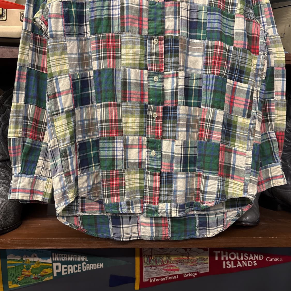 90s 폴로 랄프로렌 빈티지 마드라스 패치워크 버튼다운 셔츠 N874 상품이미지4