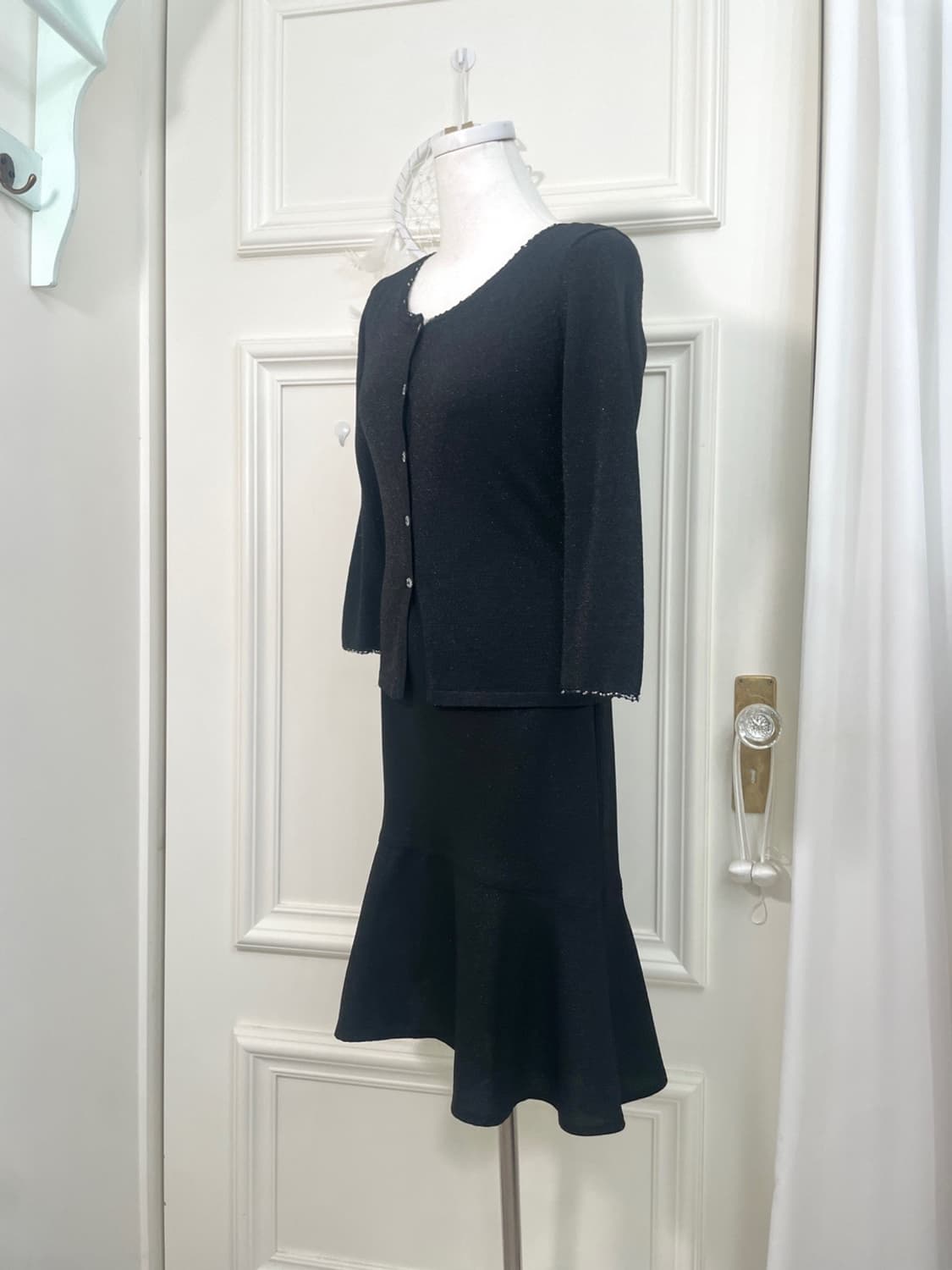 black crystal button glitter slim cardig 상품이미지3