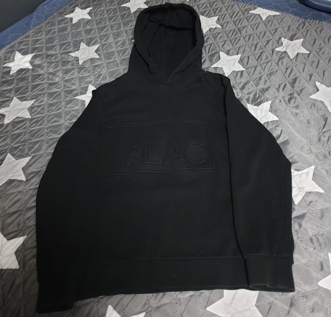 플랙 엠보싱 레터링 혜비 후드티 블랙 (M) 상품이미지1