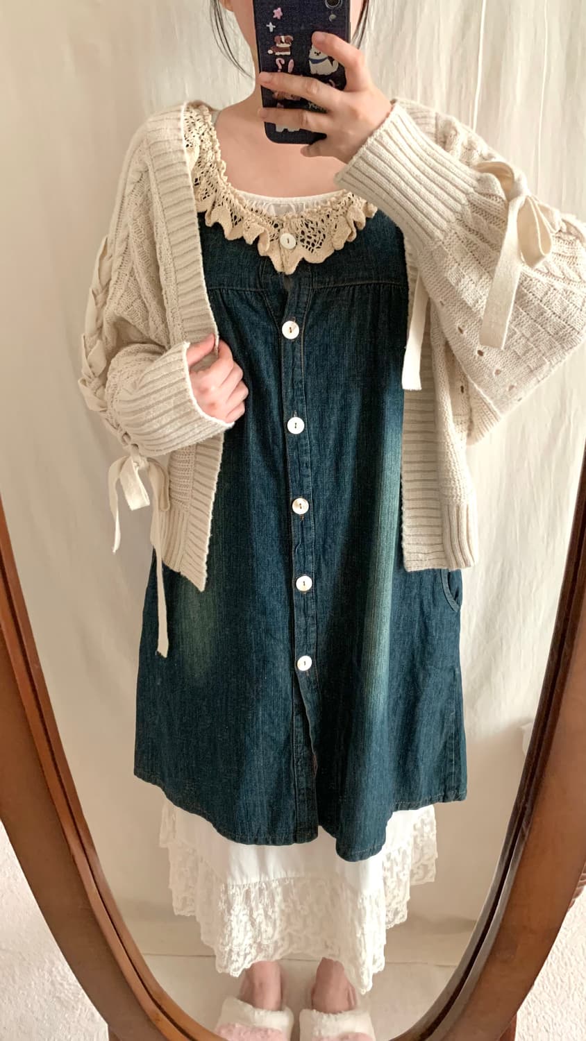 CHIP CLIP 모리 아일렛 리본 니트 볼레로 상품이미지3