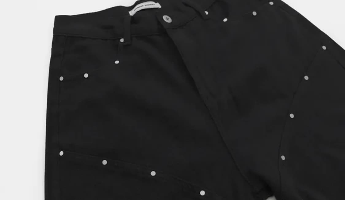 블랙 리벳 와이드 팬츠 상품이미지4