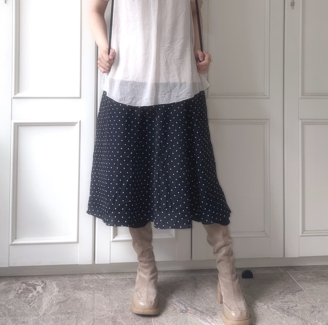 도트 스커트+ 프릴 탑 코디 set 상품이미지2