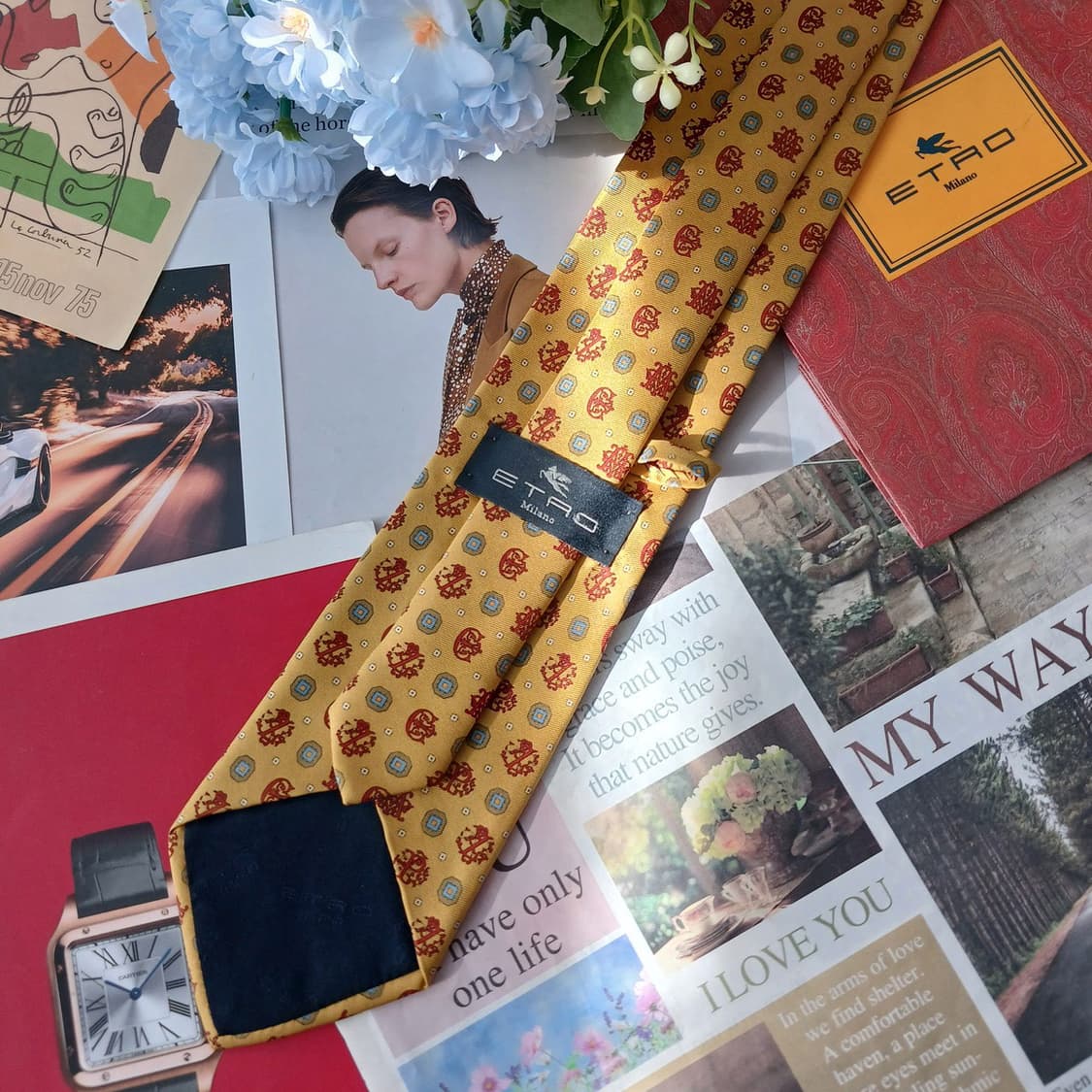 에트로 실크 골드 패턴 넥타이 9.8cm A등급 A19271
 상품이미지3