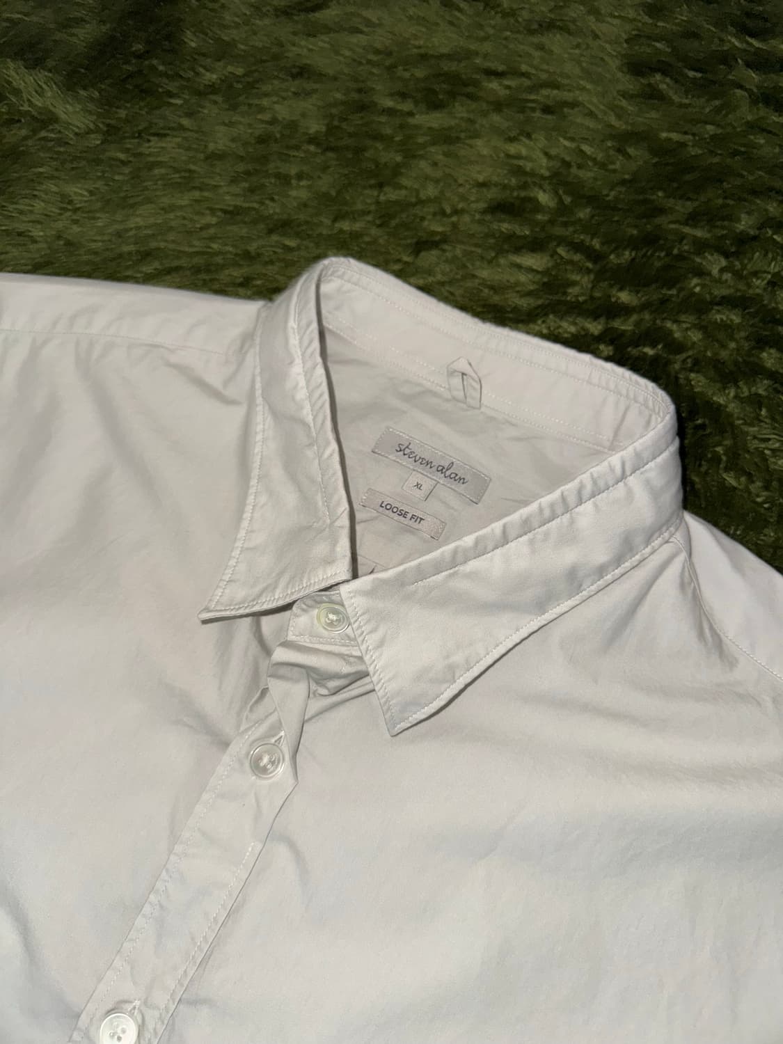 [XL] steven alan 스티븐 알란 리버스 심 반팔 셔츠 그레이 상품이미지2