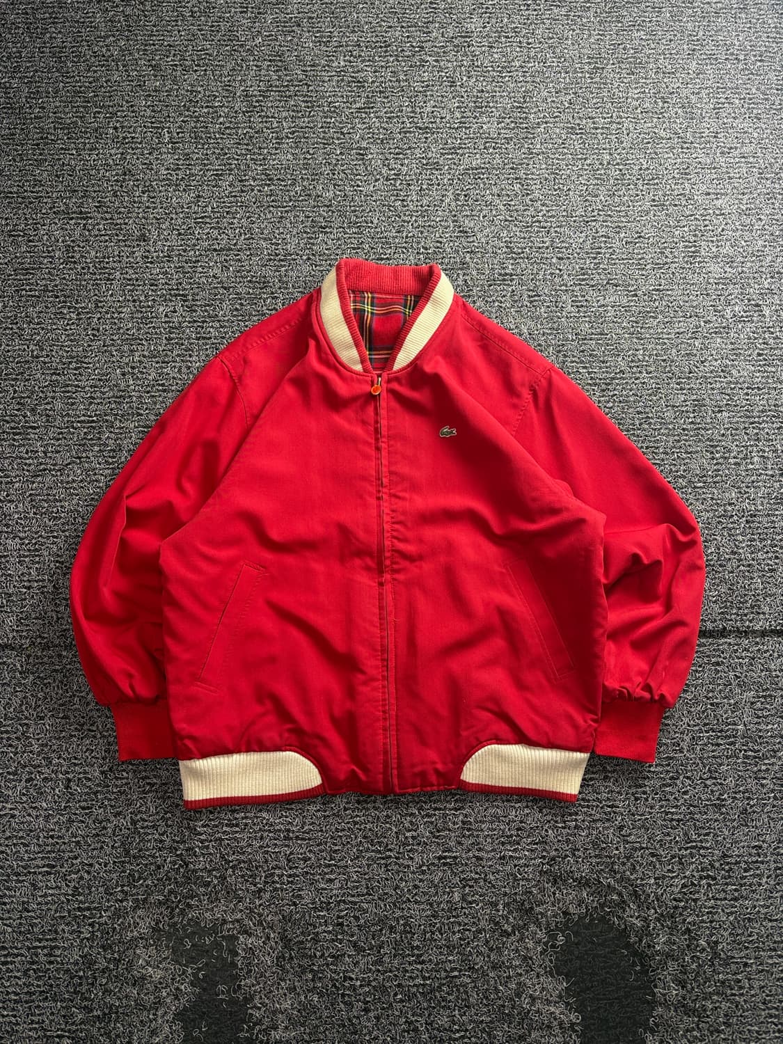 90s 라코스테 타탄 체크 블루종 양면 자켓 3395 상품이미지4