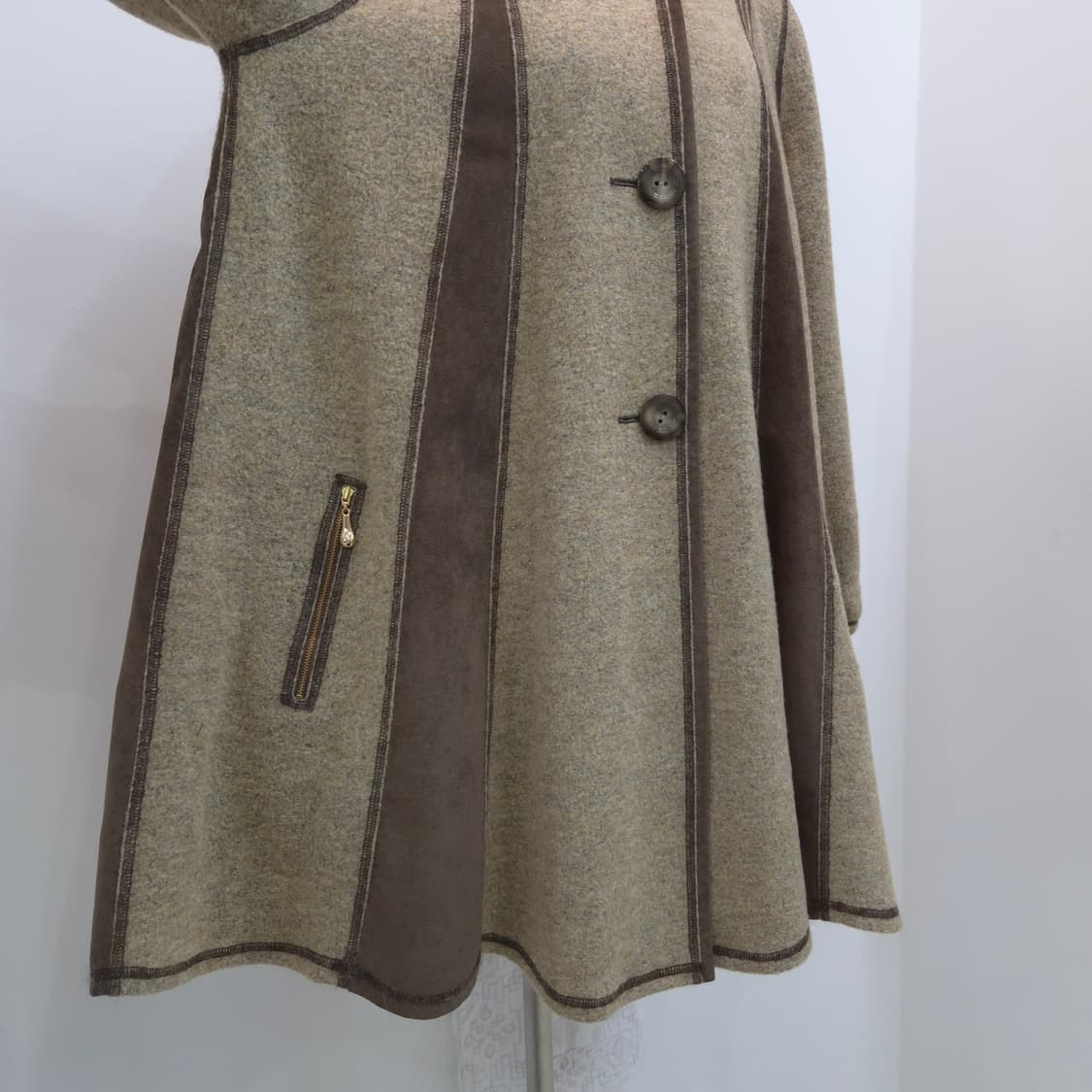 베이지 플레어 빅사이즈 울코트 상품이미지6