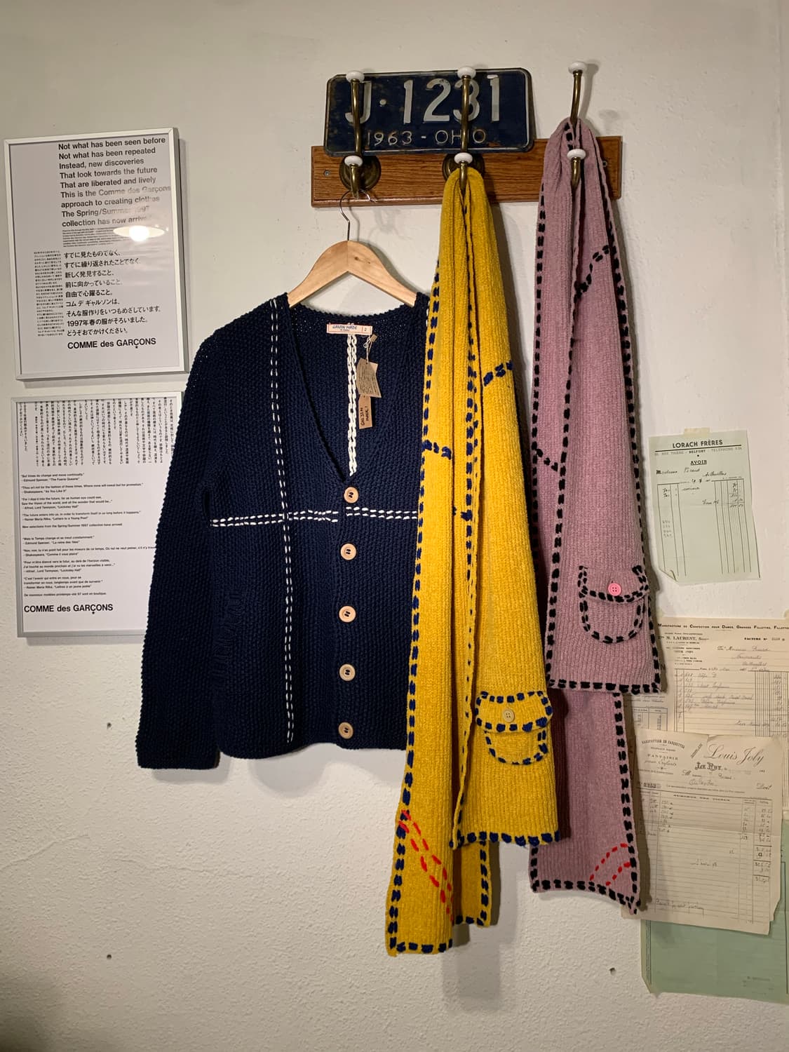 핑거린 핸드스티치 포켓 머플러 네이비 옐로 상품이미지9