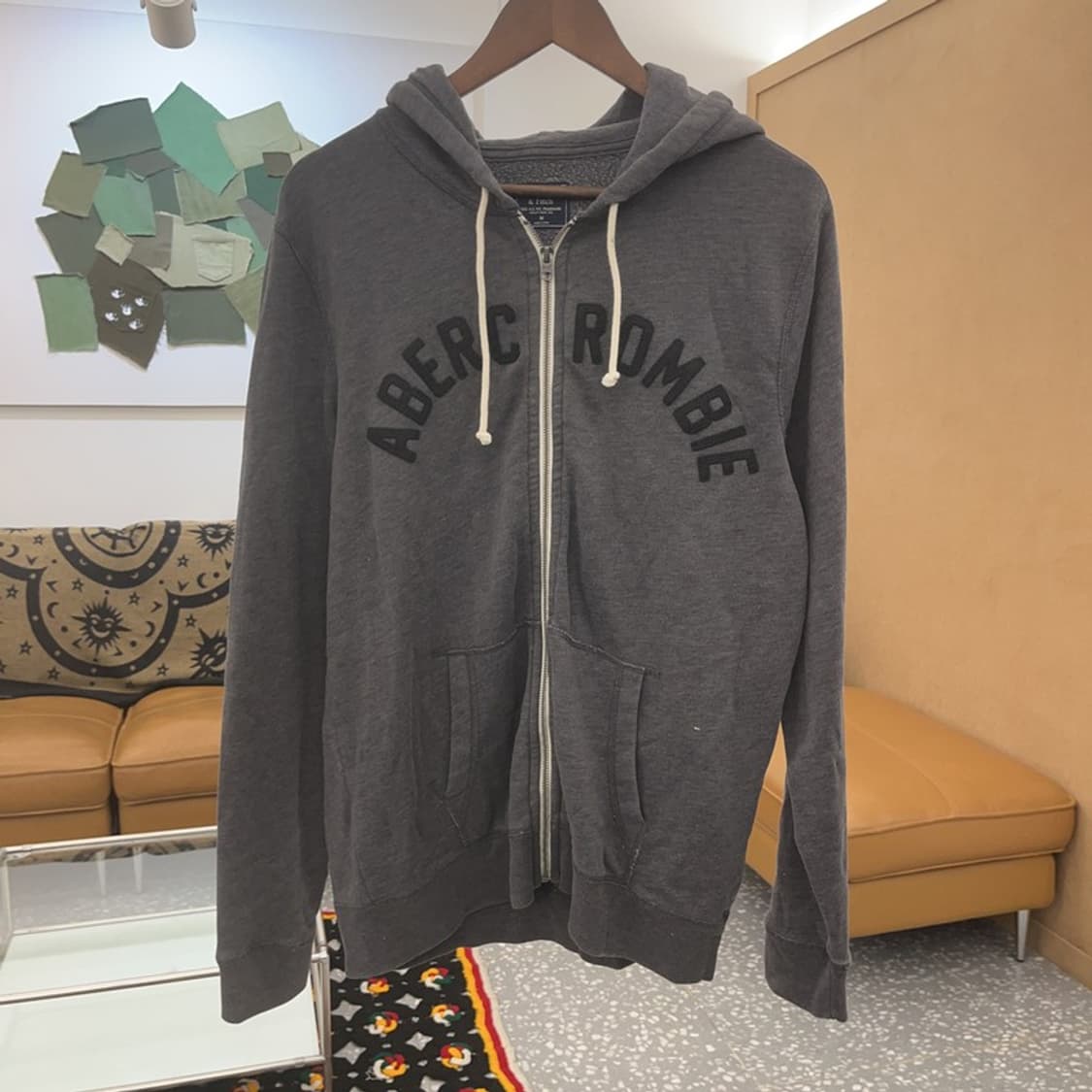 아베크롬비 올드스쿨 약오버핏 아치로고 후드집업 M C07770 상품이미지3