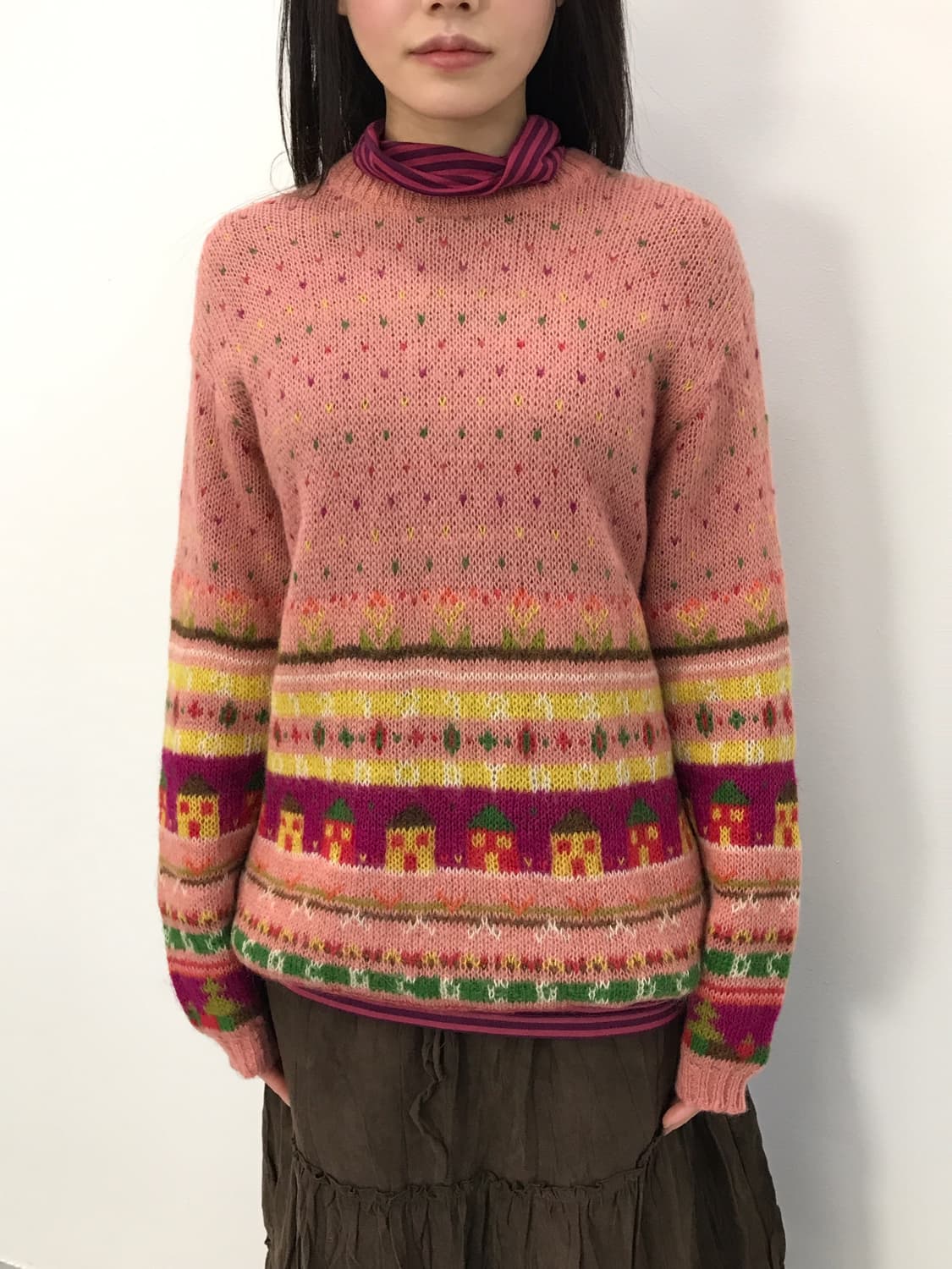 Benetton Coral Pink Italy Fair Wool Knit 상품이미지1