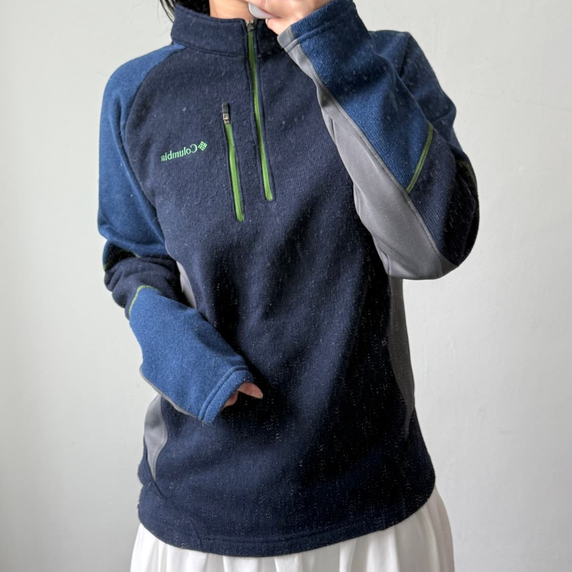 [XXL] 컬럼비아 네이비 니트 반집업 상품이미지2