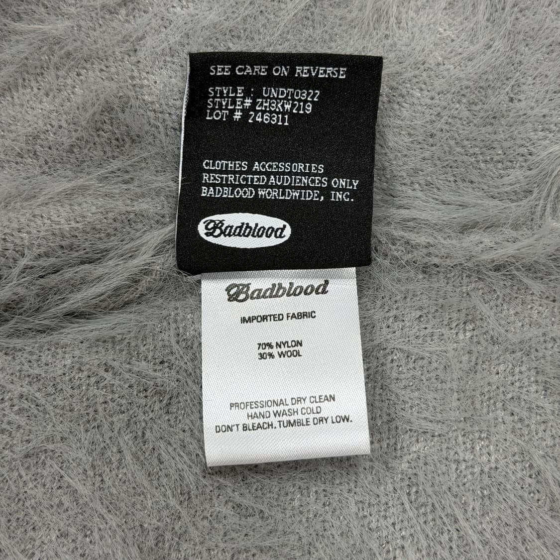 배드블러드 퍼 크롭 나일론 울 가디건 그레이 S 상품이미지5