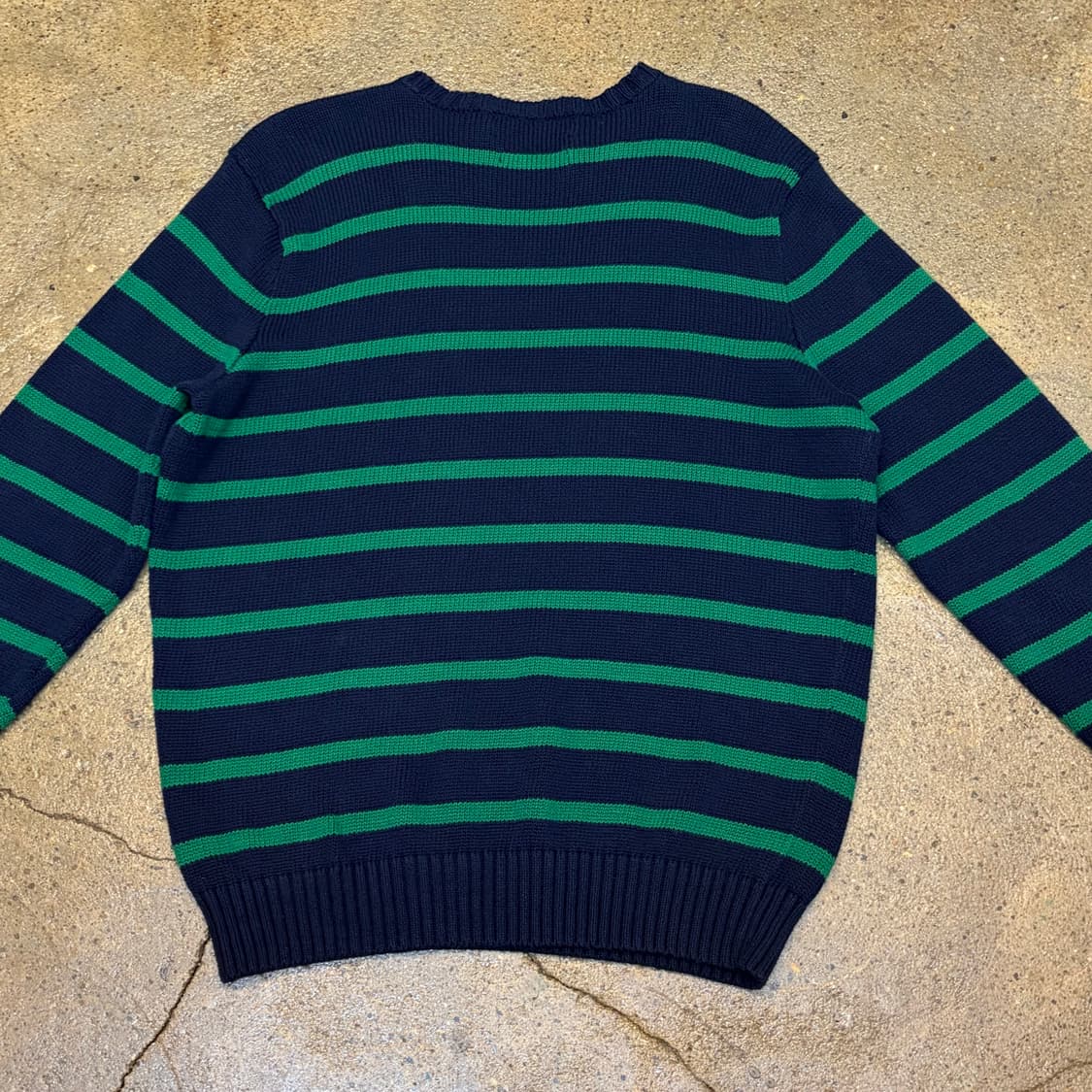 90s USA 빈티지 폴로랄프로렌 스트라이프 단가라 헤비코튼 니트 상품이미지6
