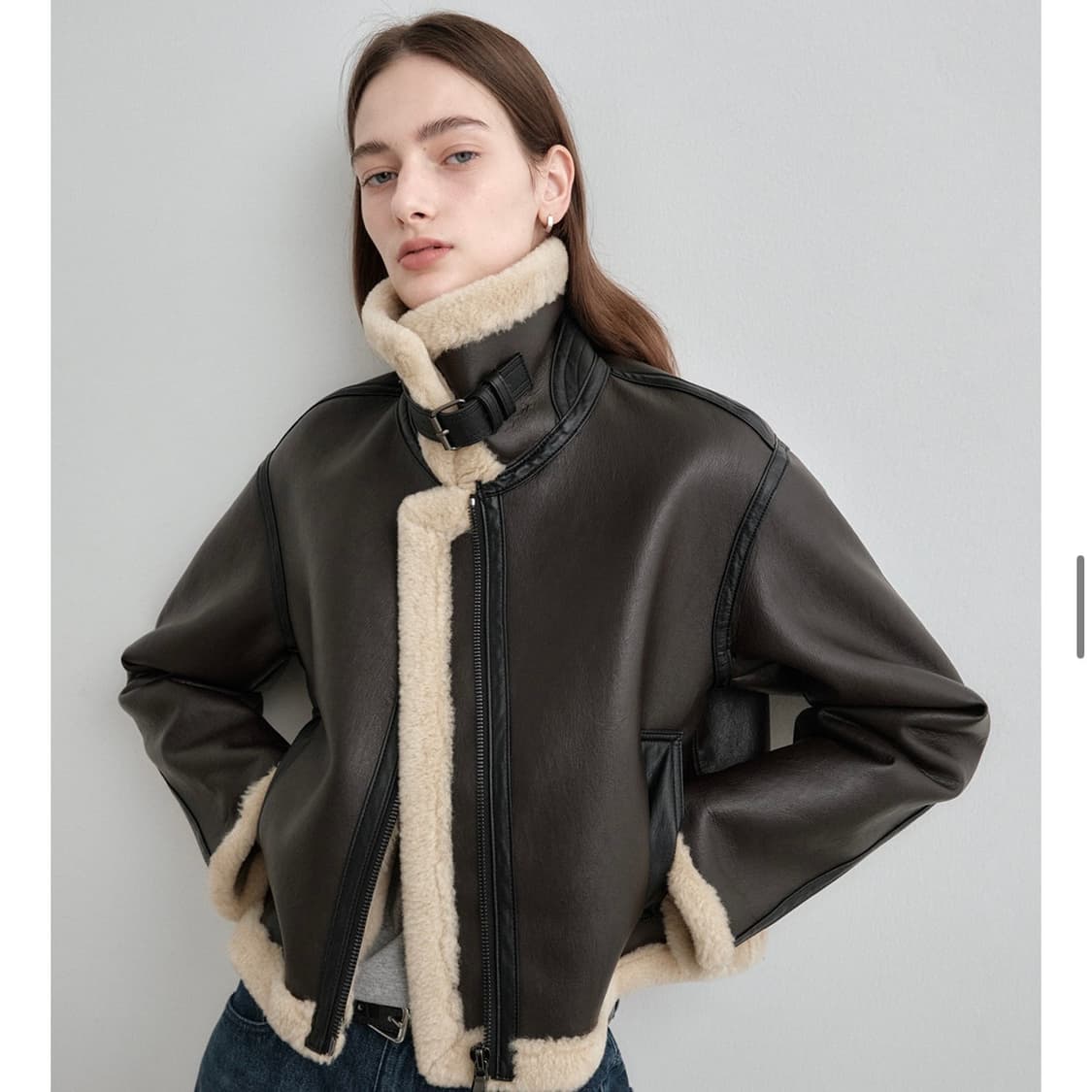 몽돌 퍼 무스탕 자켓 브라운 상품이미지3