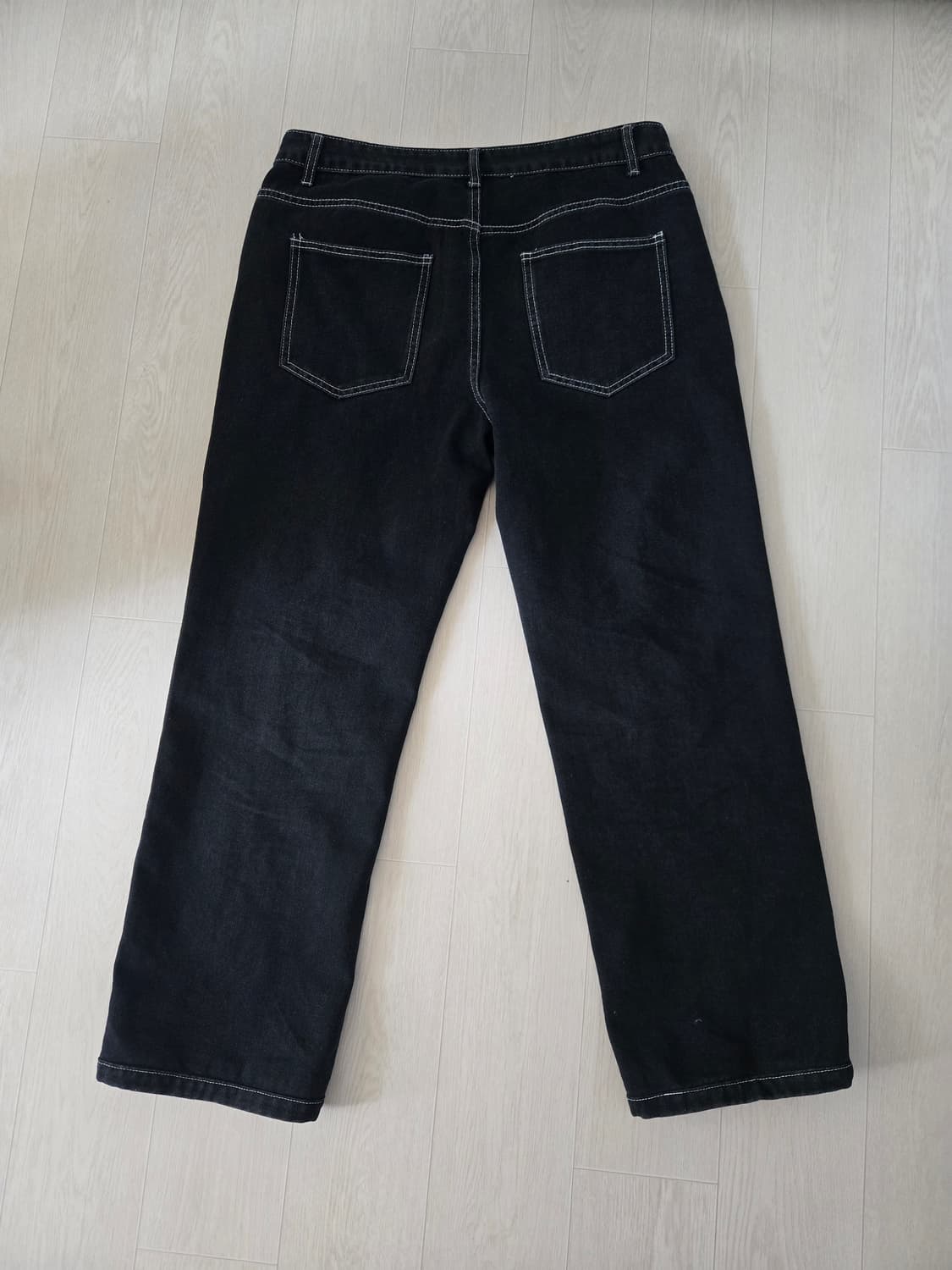 블랙 와이드 스티치 데님 34사이즈 상품이미지2