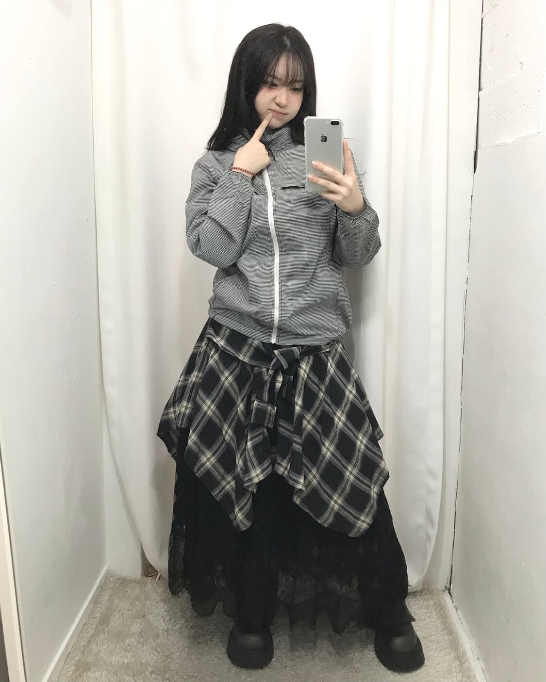 체크 캐주얼 코디 세트 🖤 상품이미지1