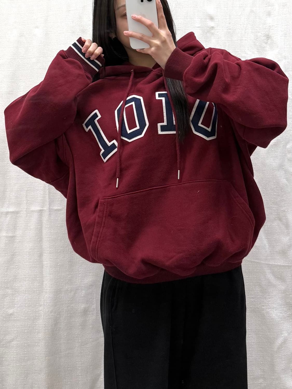 오아이오아이 버건디 아방방 후드티 상품이미지2