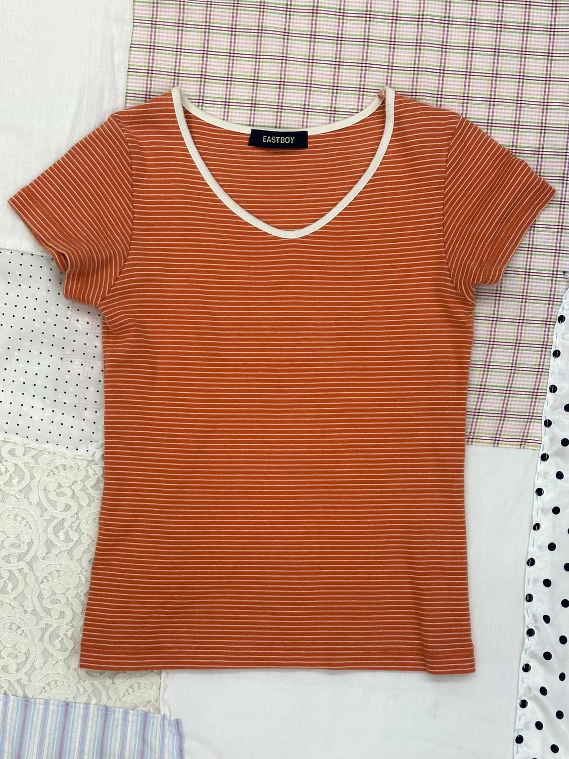 Eastboy 오렌지 스트라이프 티셔츠 상품이미지6