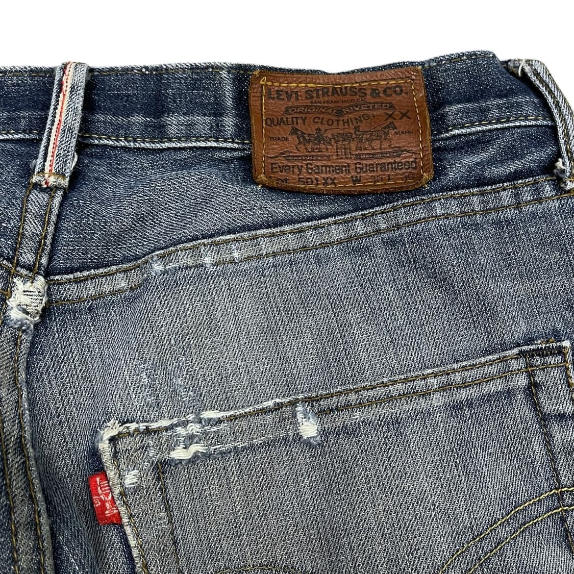 90s 리바이스 501XX 셀비지 찢청 데님팬츠 상품이미지4