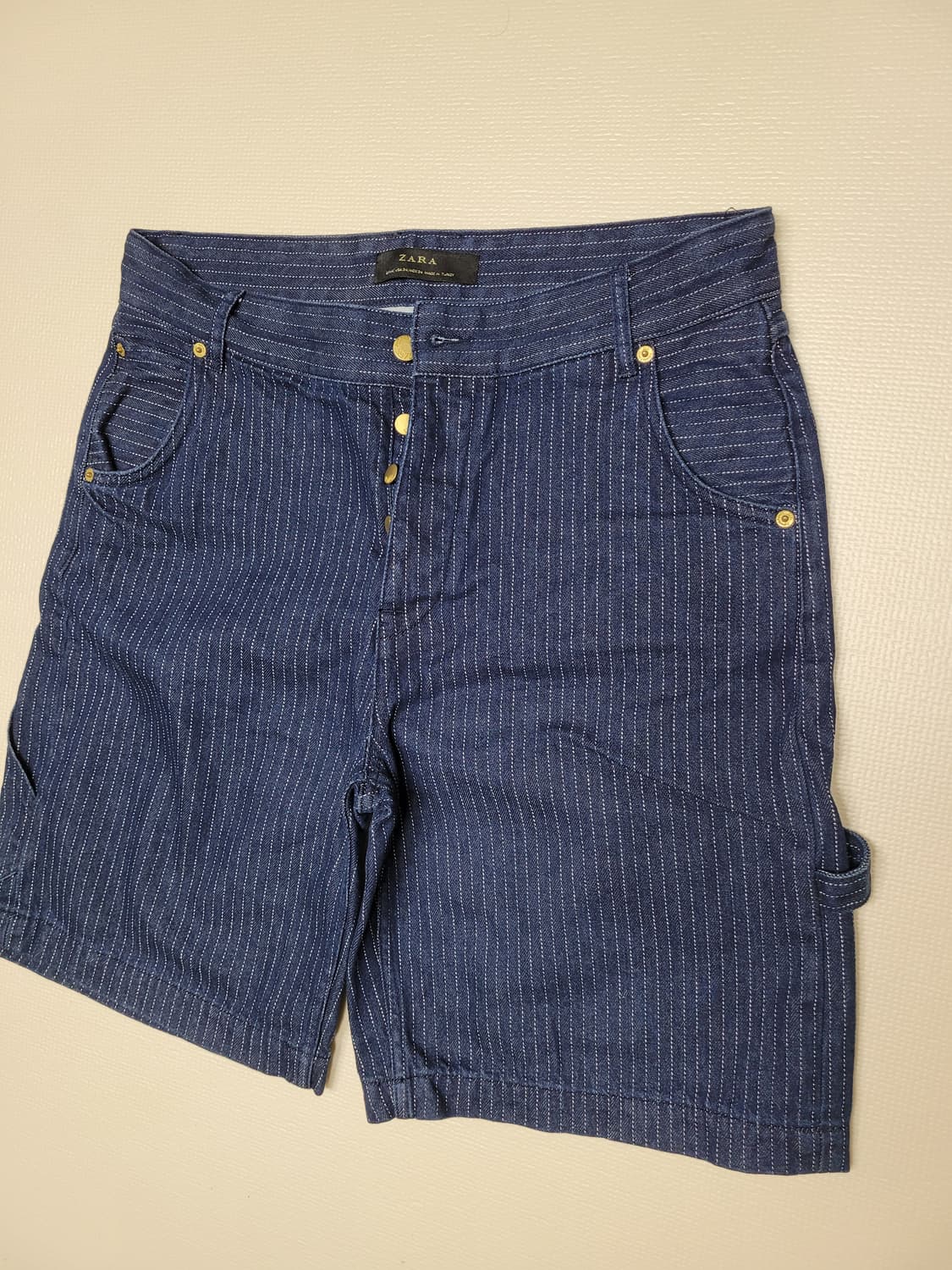 자라 ZARA 남자 스트라이프 청 반바지 34 인디고 상품이미지3