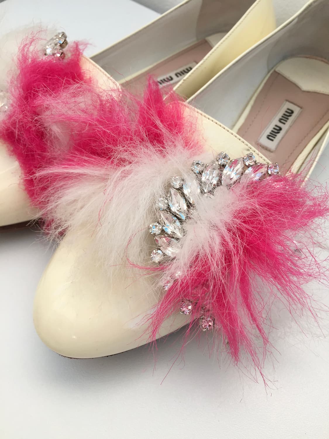 Miu Miu Padent Leather Furry Ballet Shoe 상품이미지4