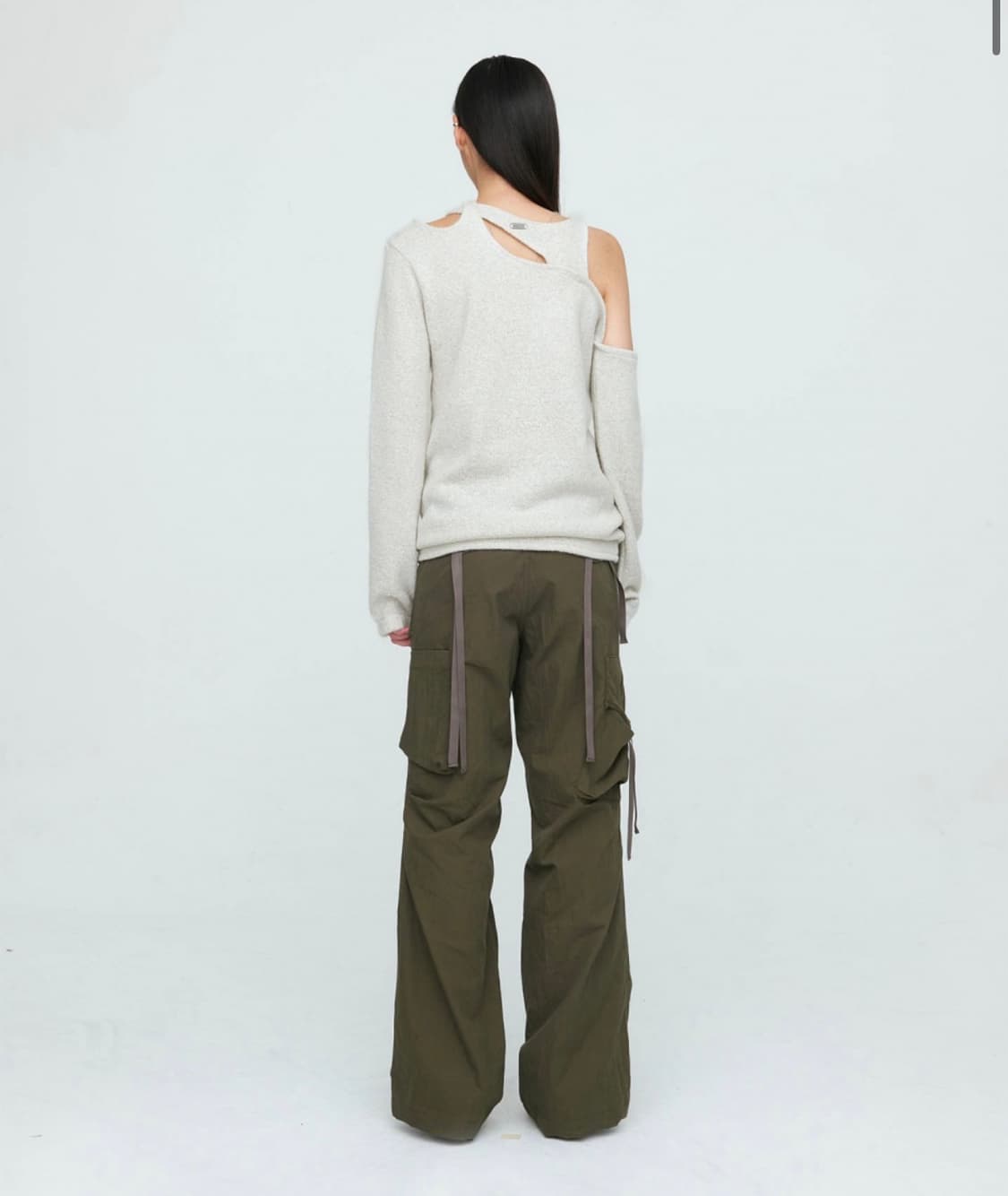 ONE SHOULDER BRAID KNIT CREAM 상품이미지2