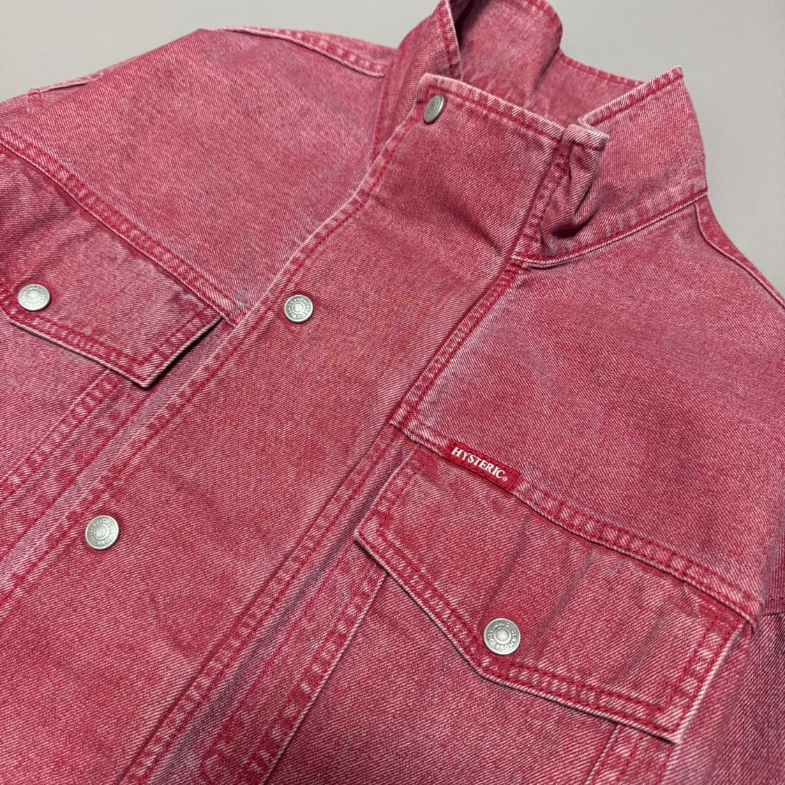 히스테릭글래머 24SS 워시드 핑크컬러 스웨트 데님 리메이크 집업 자켓 상품이미지4