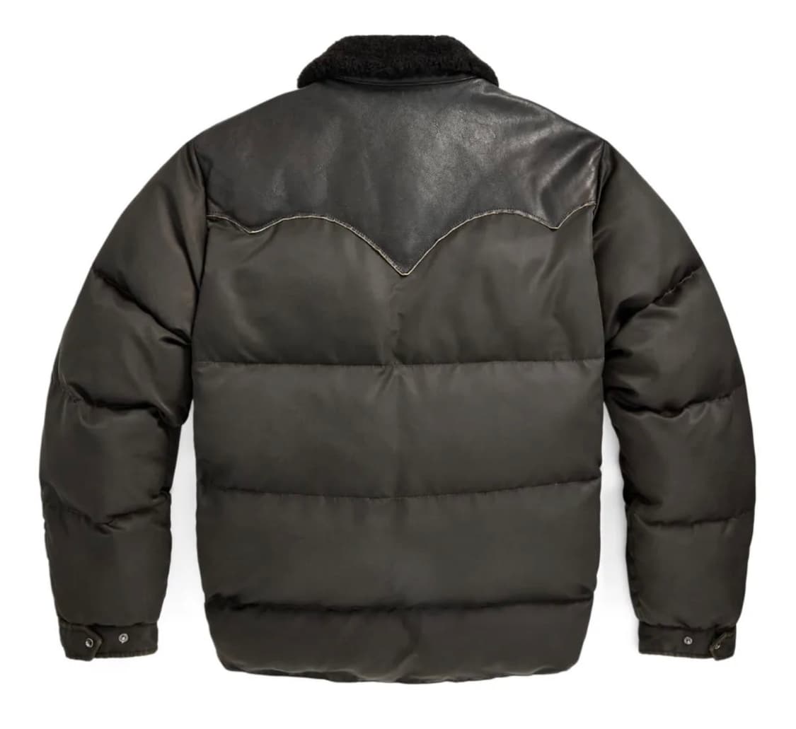 더블알엘(RRL) 시어링 칼라 가죽 요크 다운 재킷 M사이즈 상품이미지2