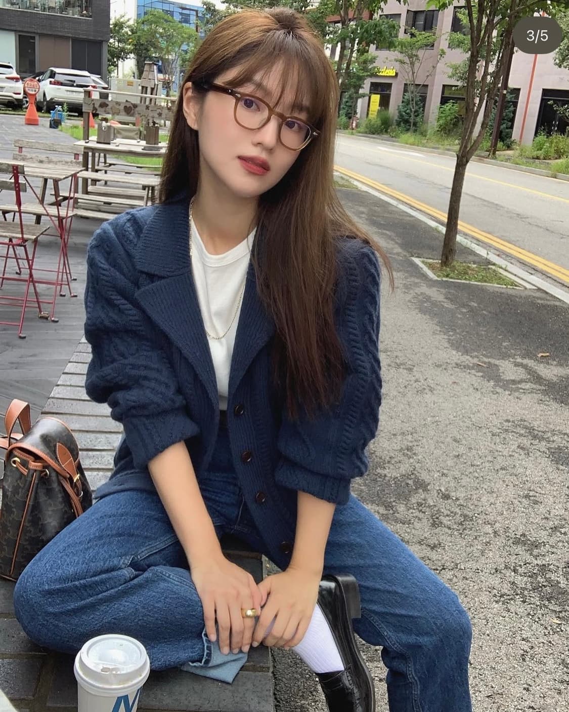 GED 게드 울 케이블 가디건 네이비 상품이미지1