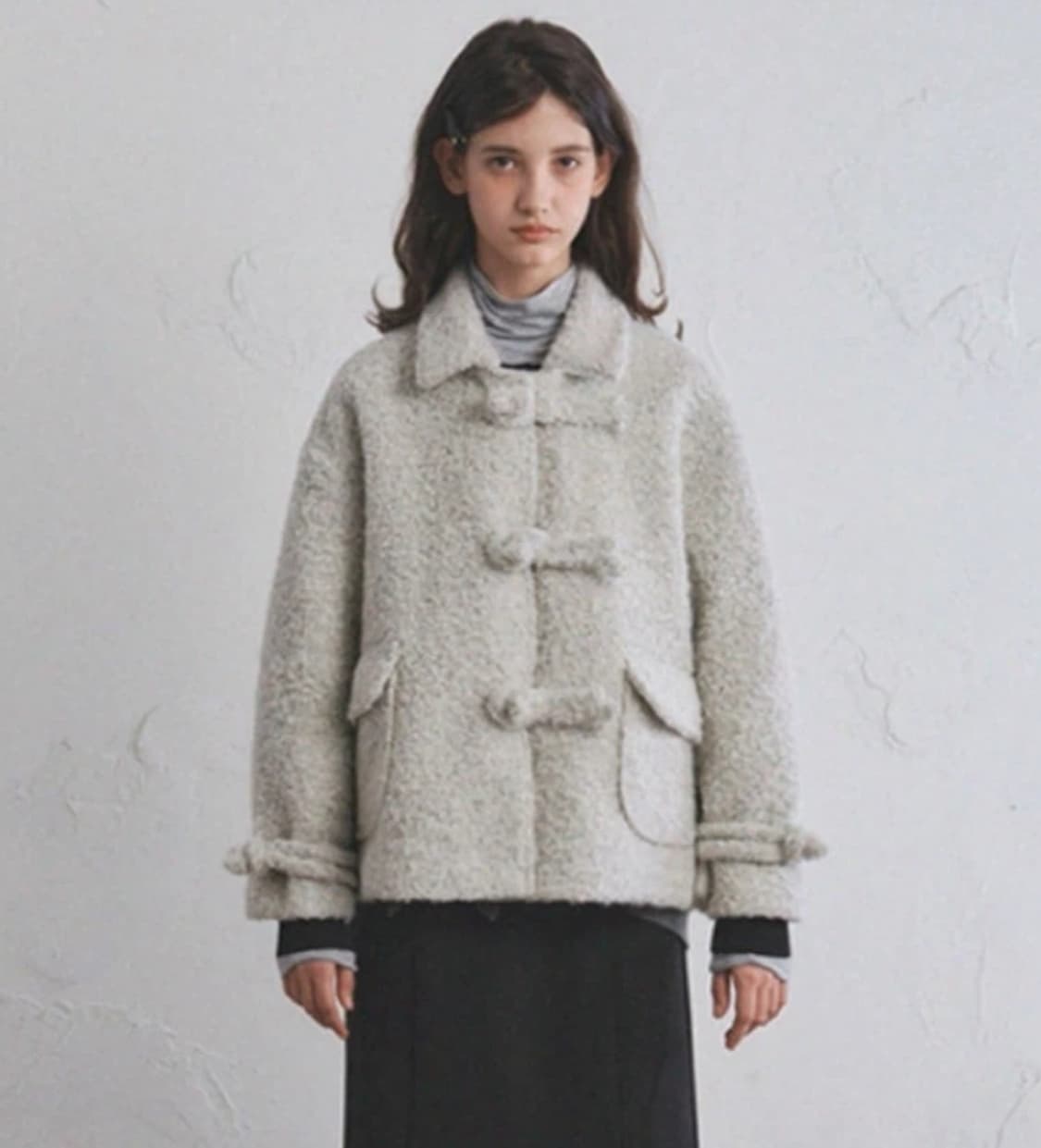 오로 버튼 울 숏코트 S ivory 상품이미지1