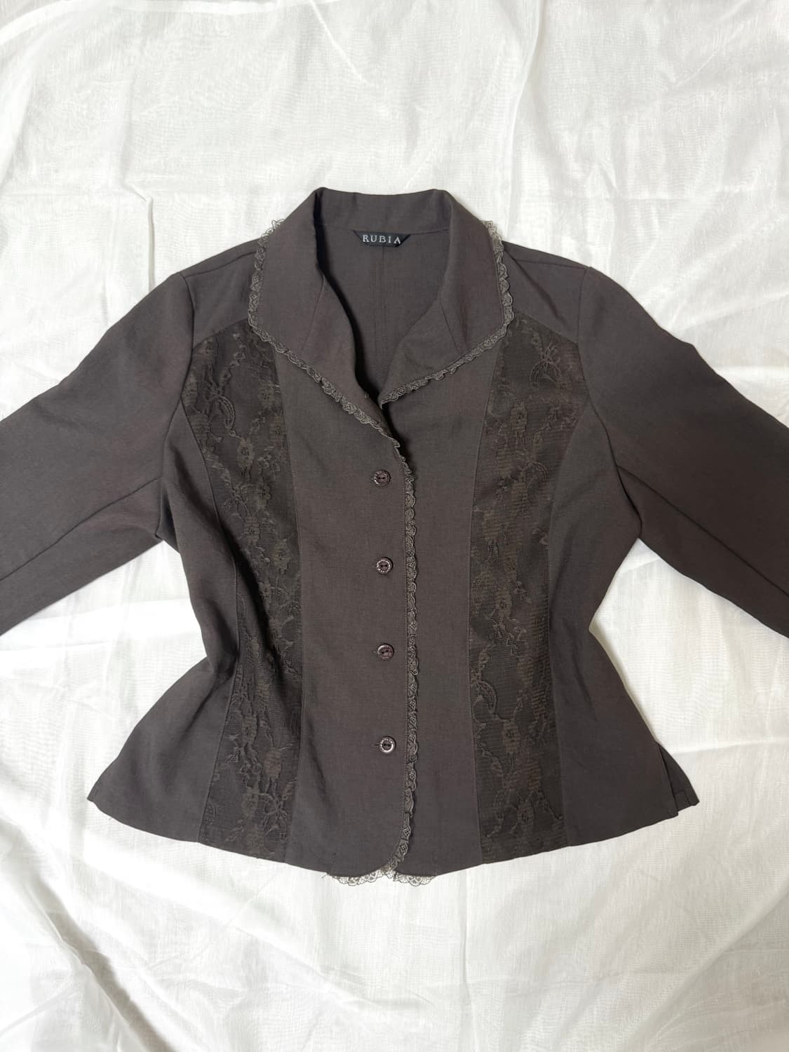 빈티지 브라운 레이스 셔츠 상품이미지1