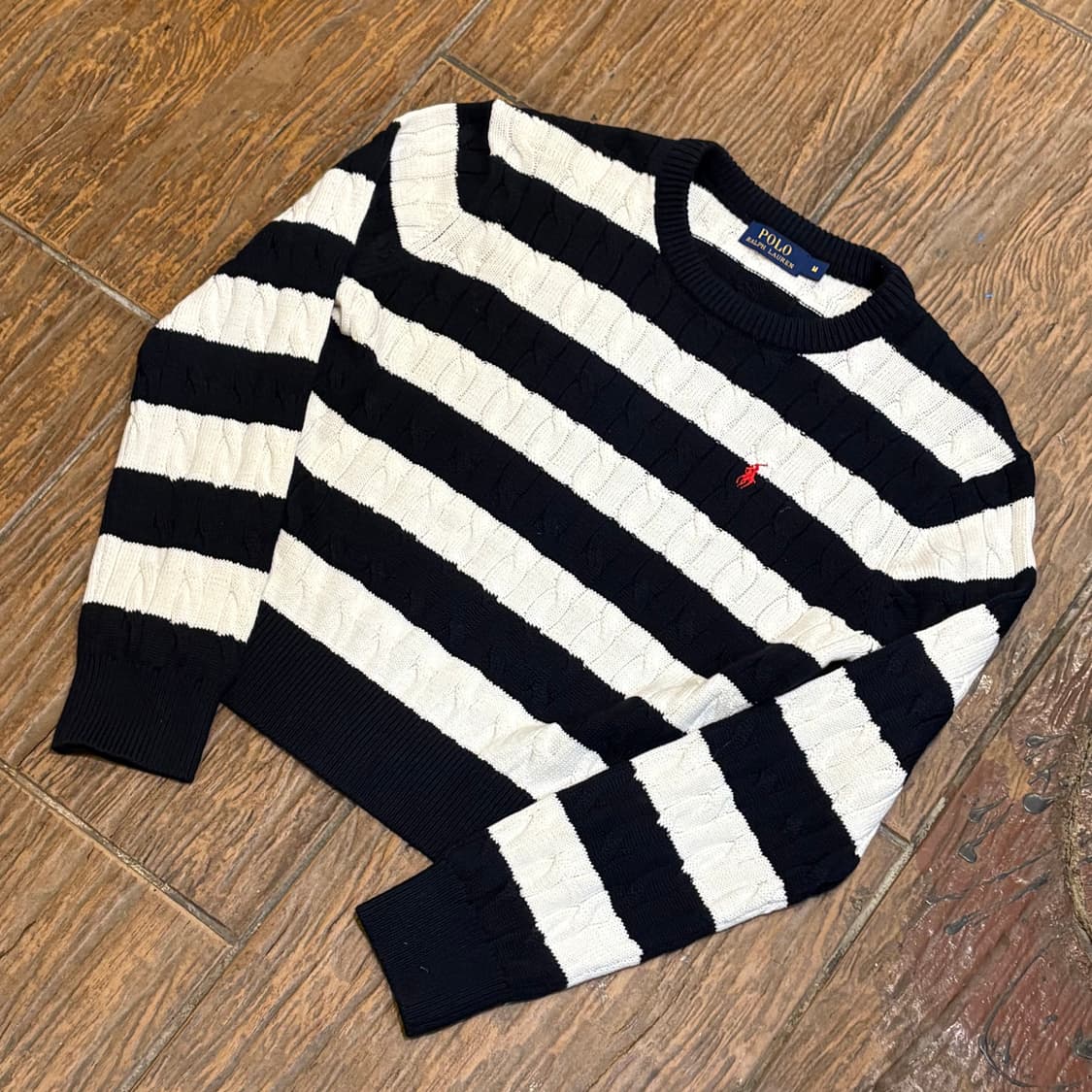 [HI] Polo 폴로 스트라이프 케이블 니트 상품이미지4