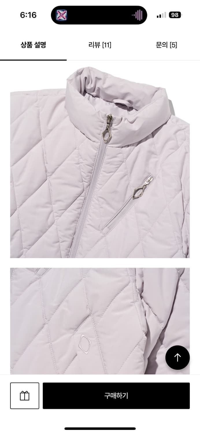 미스치프 롬버스 퀼티드 경량패딩 m 라이트핑크그레이 상품이미지2