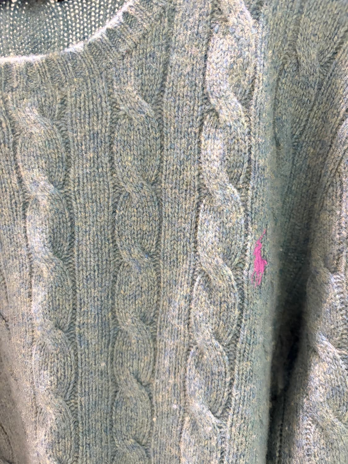 폴로 랄프로렌 캐시미어 케이블 니트 블루 L 상품이미지5