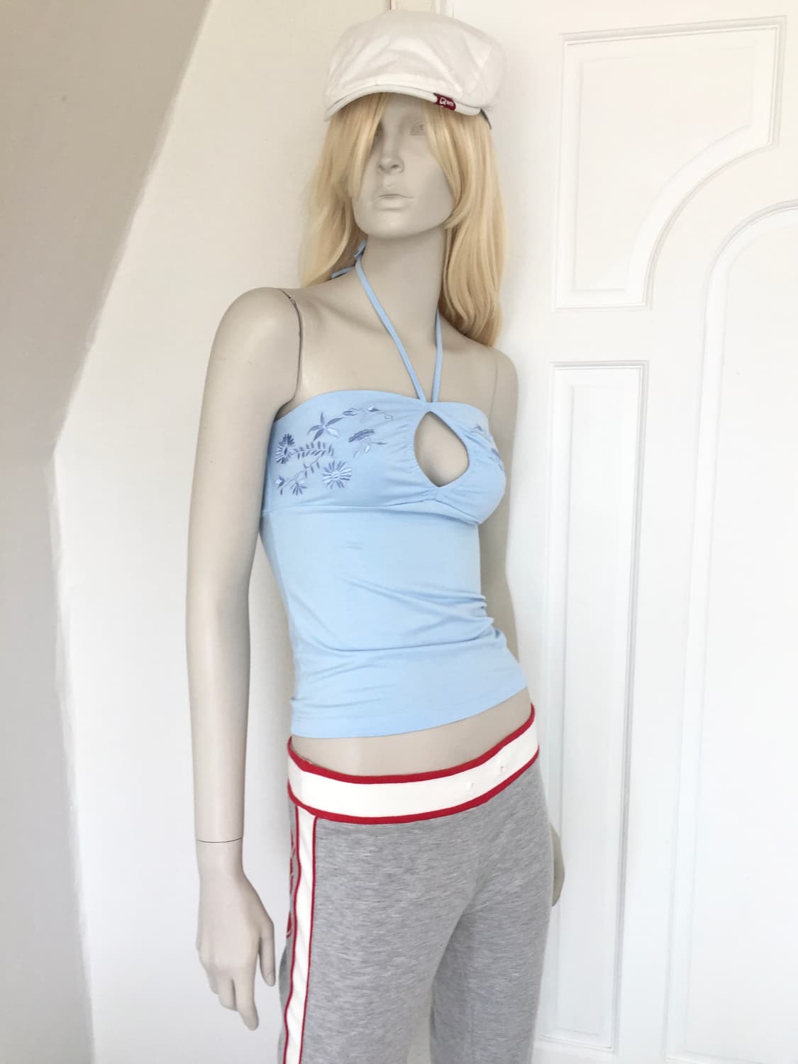 Guess Babyblue Embroidered Halter Top 상품이미지3