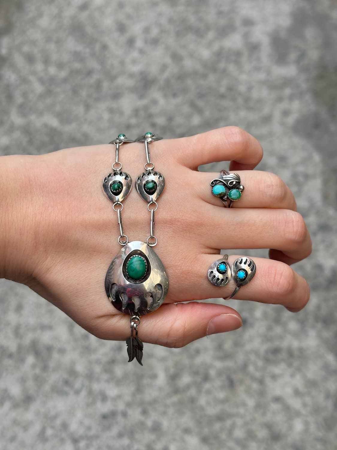 Navajo Bear Paw Turquoise Sterling Silve 상품이미지4