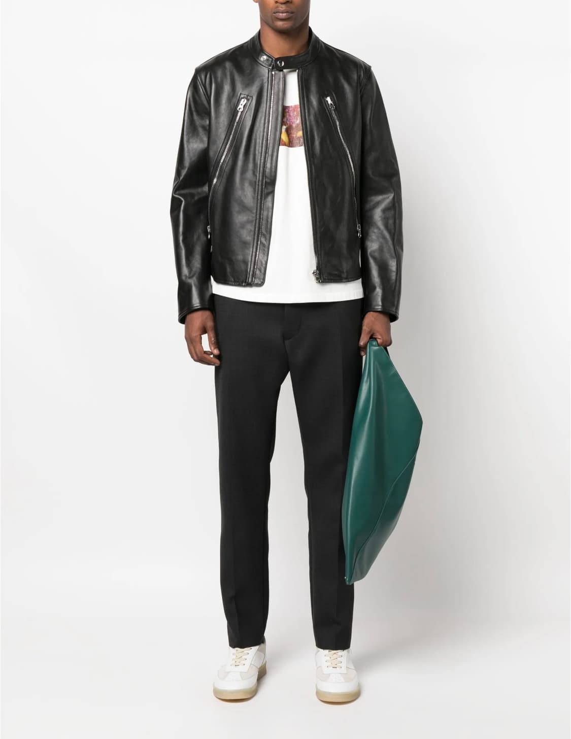 MM6 메종 마르지엘라 스포츠 모터사이클 라이더 레더 가죽 자켓 L 상품이미지10