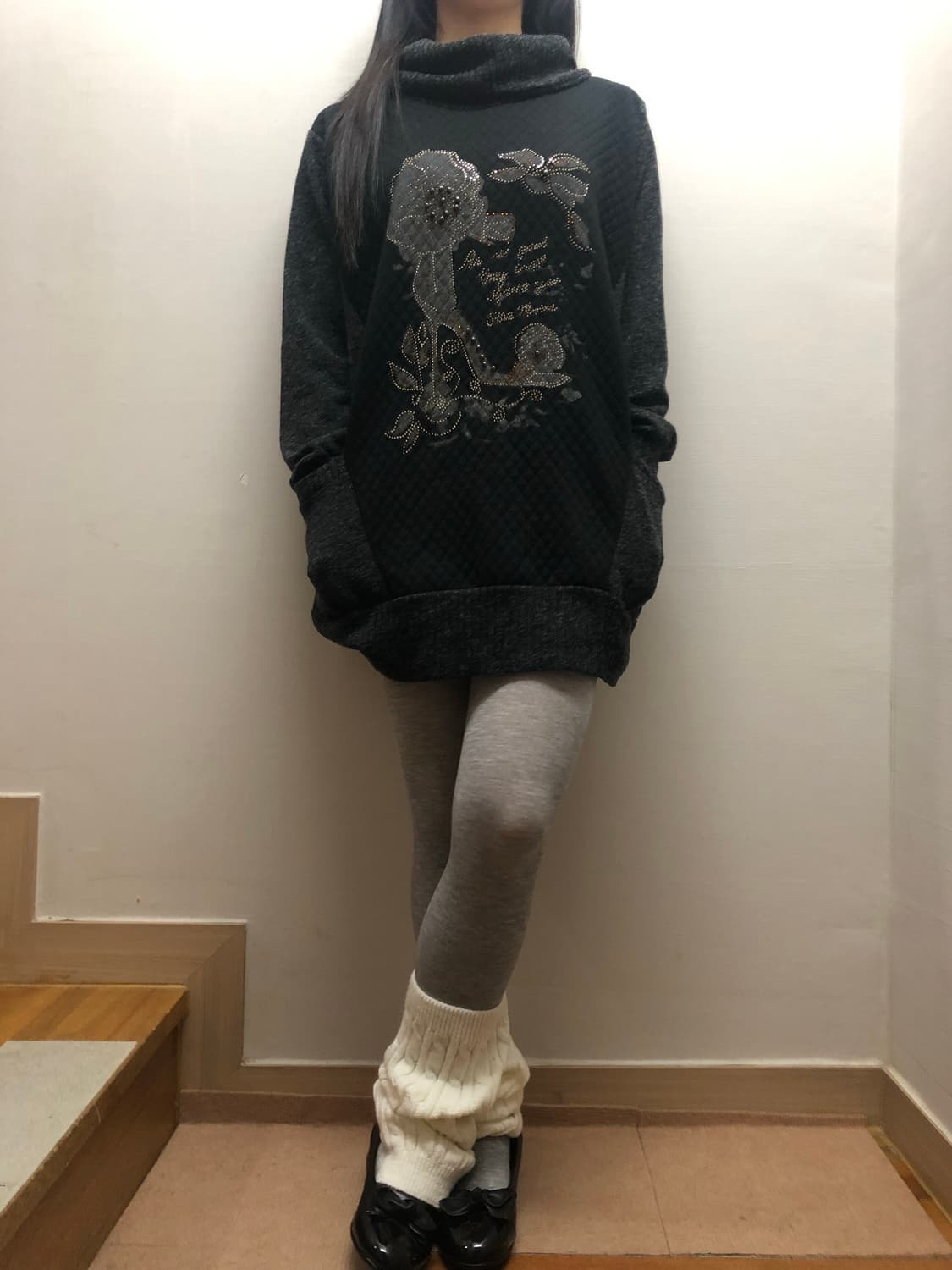 빈티지 블랙 오리엔탈 니트 원피스 상품이미지1