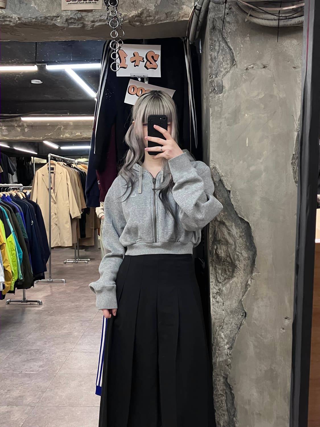 나이키 기모 크롭 후드집업 그레이 XL #csz3628 상품이미지2