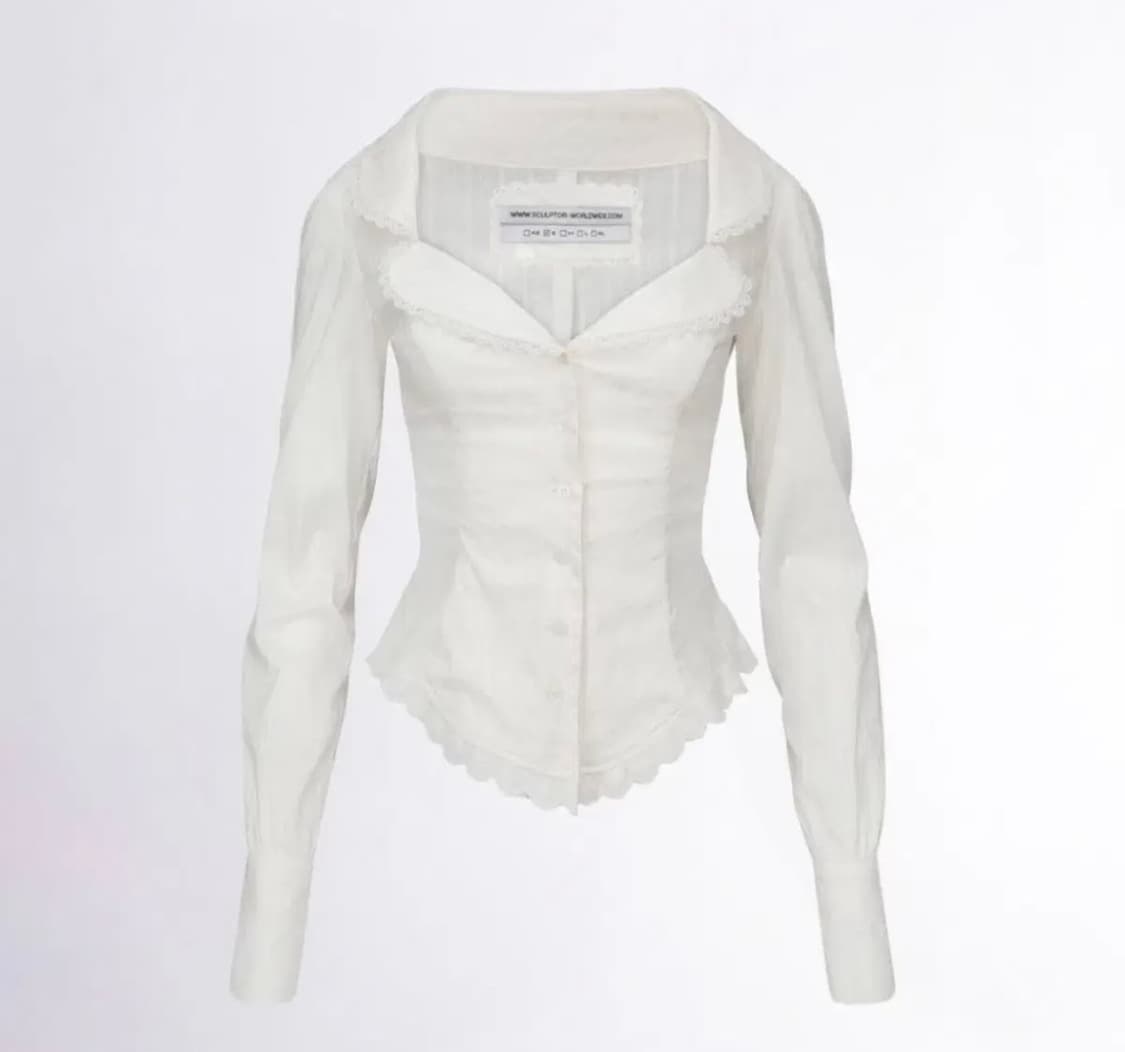 스컬프터 Clover Leaf Neck Blouse ivory 상품이미지1