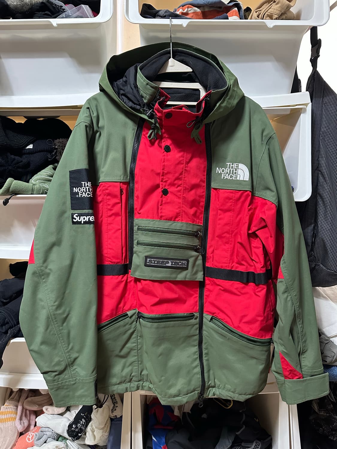 슈프림 x 노스페이스 스팁 테크 후드 자켓 올리브 (16SS) M 상품이미지1