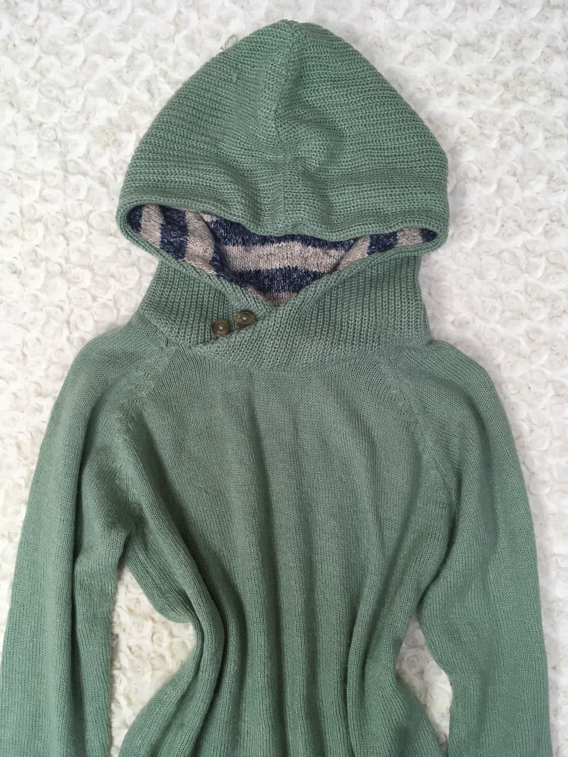 jpn vintage mint button stripe hood knit 상품이미지6
