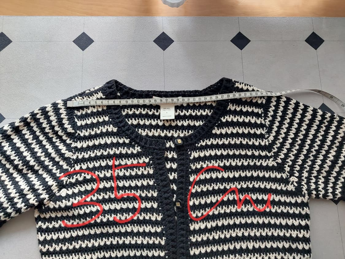 스트라이프 크롭 니트 반팔 가디건 S 상품이미지6